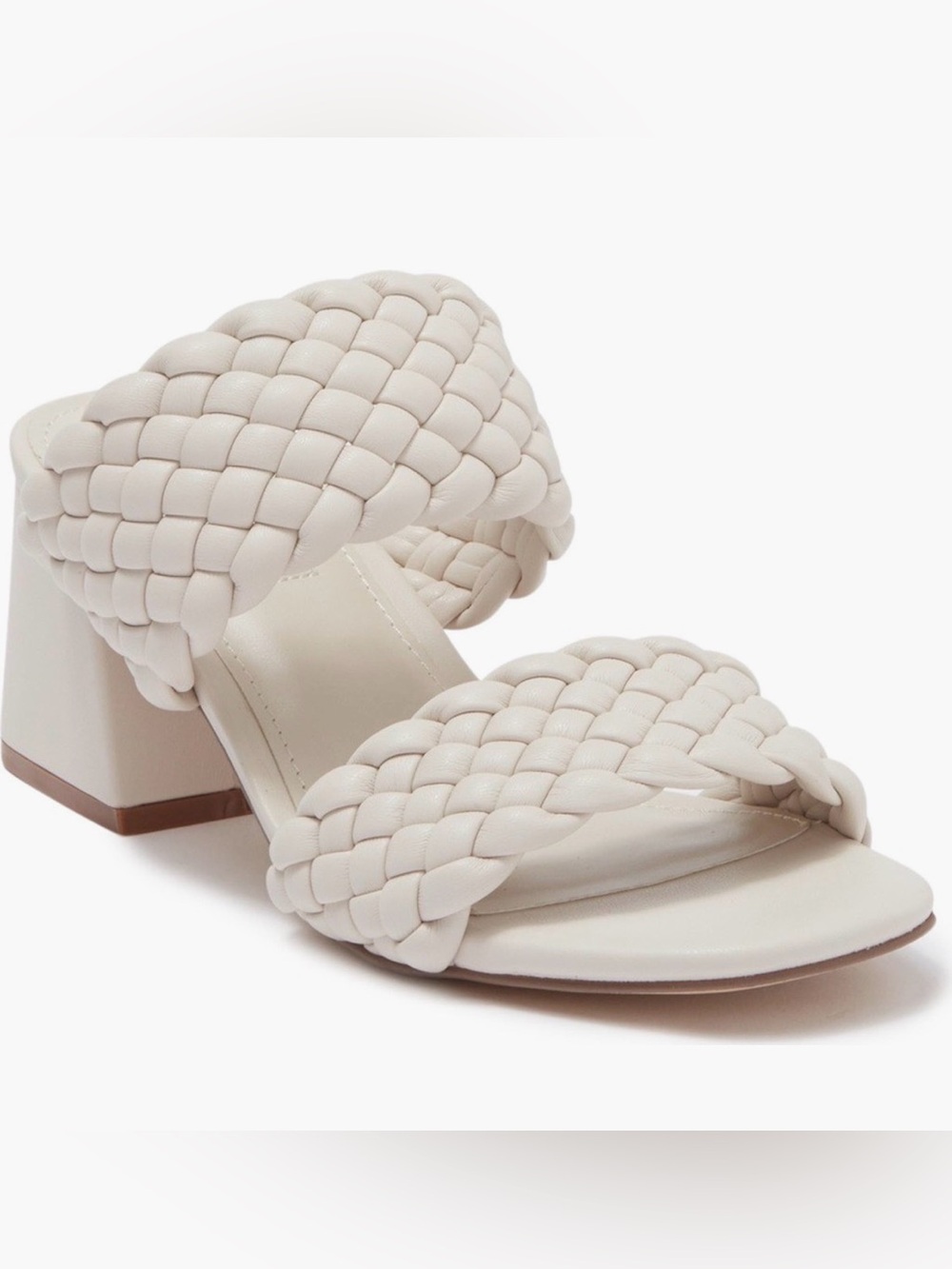 Steve Madden Cream Braided Block Heel Sandals